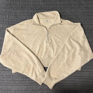 grey aritzia tna half zip sweatshirt